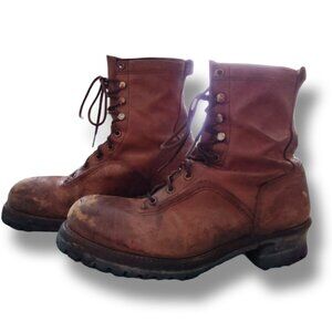 NOS Men's Walker 1527 Waterproof Leather STEEL TOE Logger Boots in size 11 EE